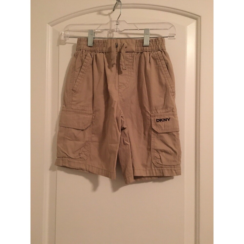 DKNY Boys Cargo Shorts Pockets Casual Size Small Brown Khaki